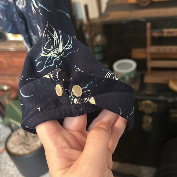 VINTAGE Liz Claiborne Crazy Horse Nautical Print Maxi Dress - Picture 3 of 7